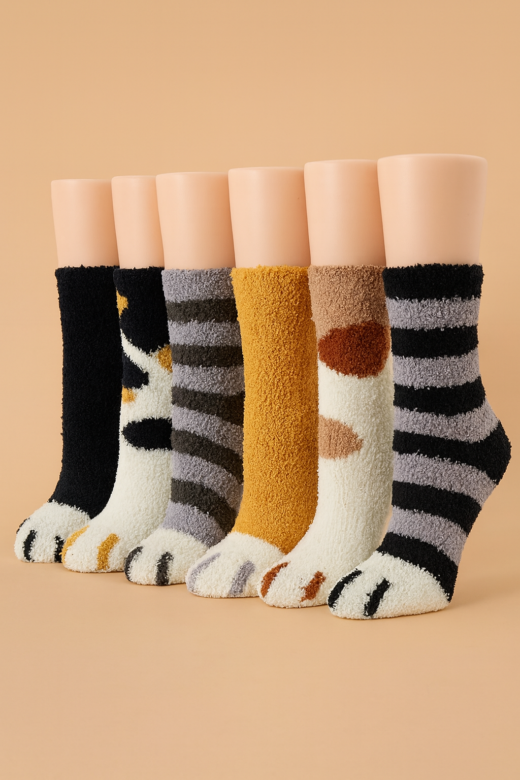 The Cozy Animal Socks | 6-Pack Fuzzy Slipper Socks