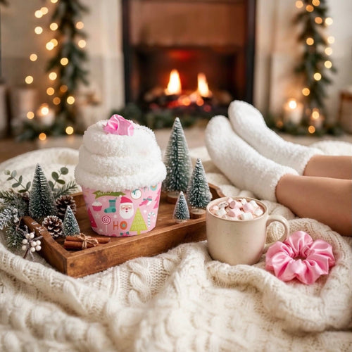 The Cupcake Socks | Christmas Cozy Socks with Scrunchie