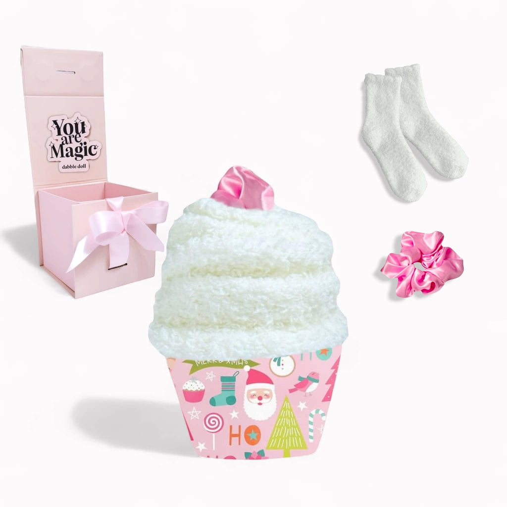The Cupcake Socks | Christmas Cozy Socks with Scrunchie
