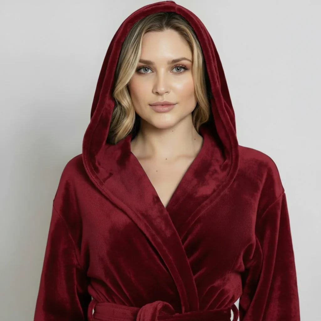 The Hooded Spa Robe | Plush, Oversized, Wine Red