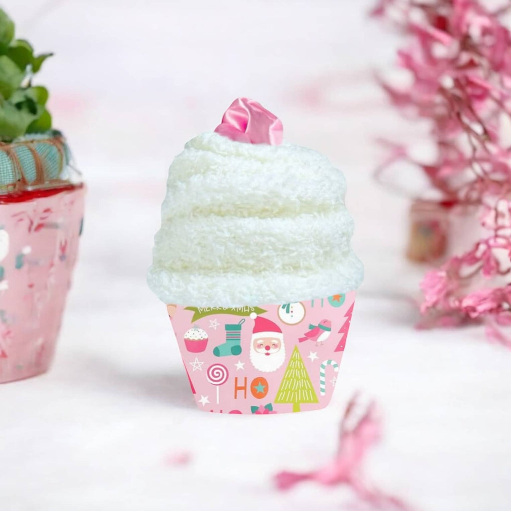 The Cupcake Socks | Christmas Cozy Socks with Scrunchie