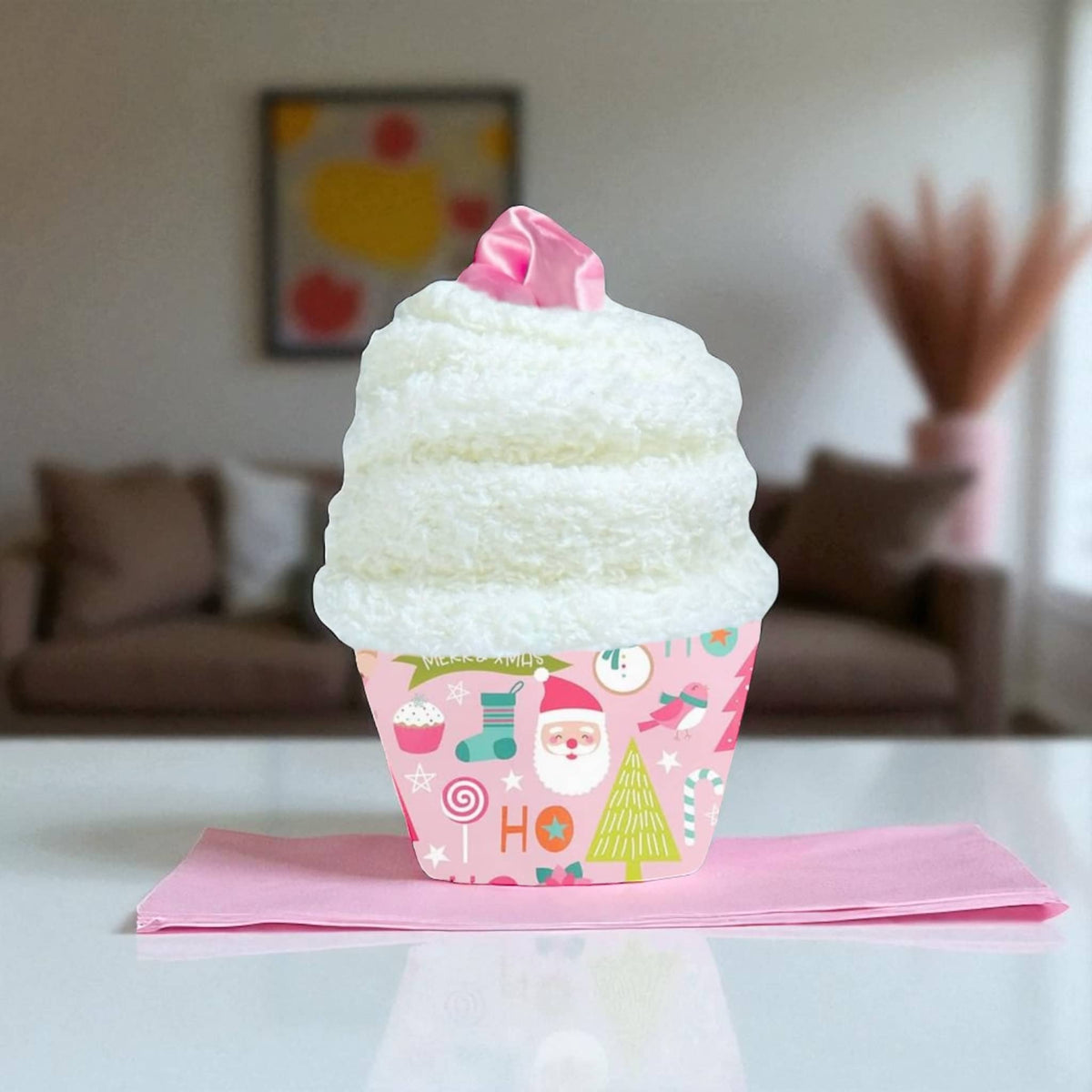The Cupcake Socks | Christmas Cozy Socks with Scrunchie