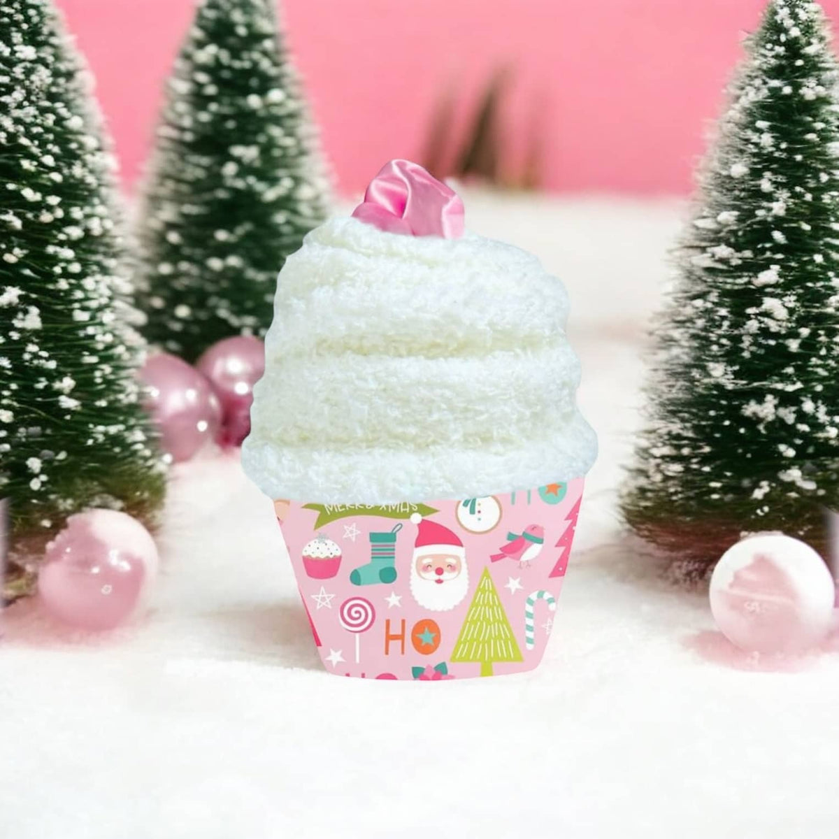 The Cupcake Socks | Christmas Cozy Socks with Scrunchie