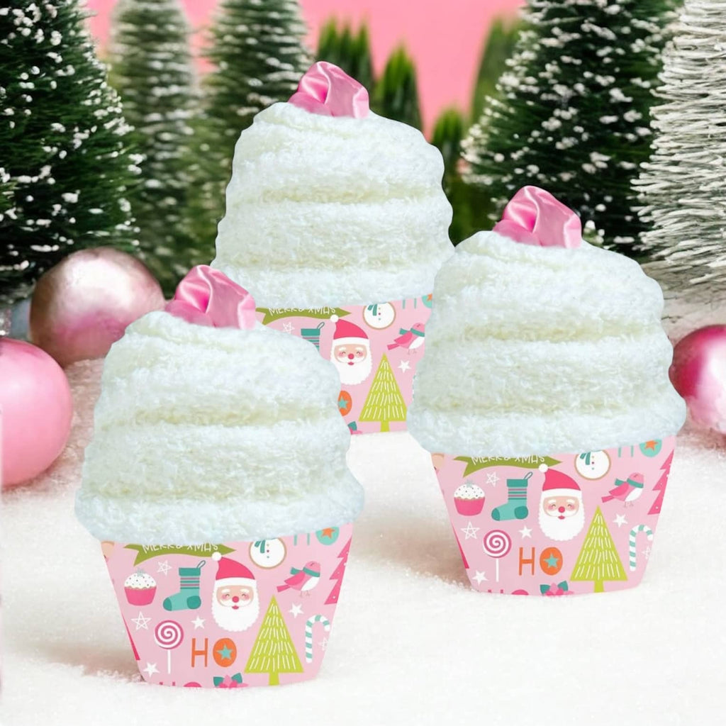 The Cupcake Socks | Christmas Cozy Socks with Scrunchie