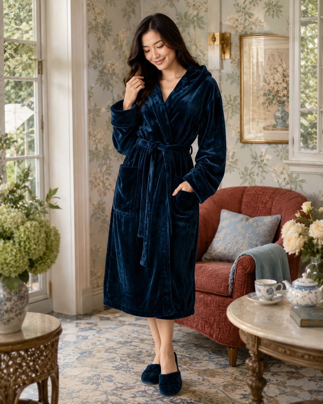 The Hooded Spa Robe | Plush, Oversized, Wine Red